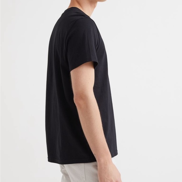 Men’s Regular Fit V Neck T Shirt Black H&M - Picture 4 of 6